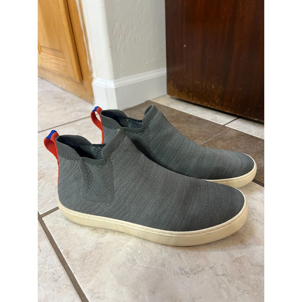 Rothy's Grey Knit High Top Chelsea Booties Shoes Womens Size 8.5 Slip On